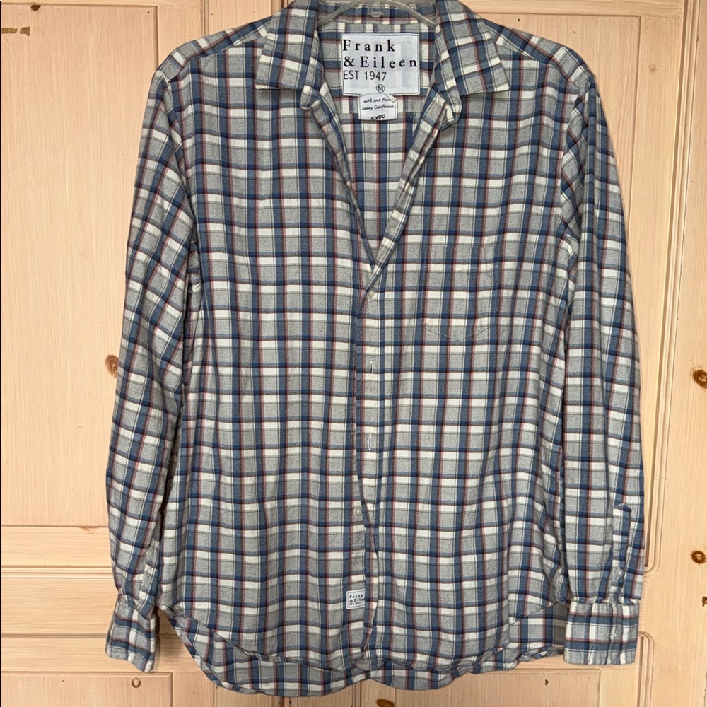 Frank & Eileen Navy and Cream Plaid Long Sleeve Top - Picture 2 of 4